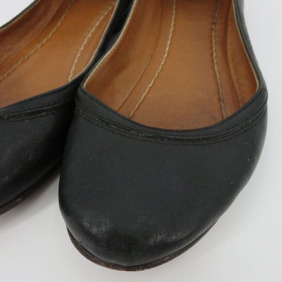 Frye Women 7.5 M CARSON Ballet Flat 8012044 Black Genuine Leather Shoes Slip On - Picture 4 of 15